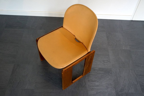 Image 1 of  Side chair in cognac-colored leather by Tobia Scarpa for B&B Italia, 1970s