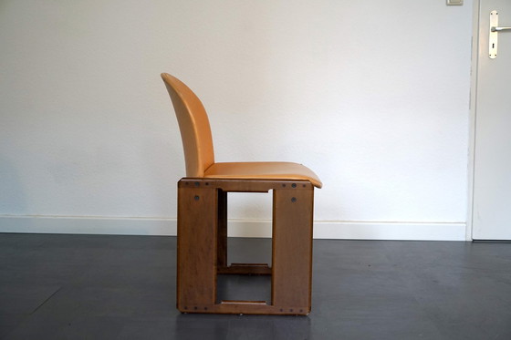 Image 1 of  Side chair in cognac-colored leather by Tobia Scarpa for B&B Italia, 1970s
