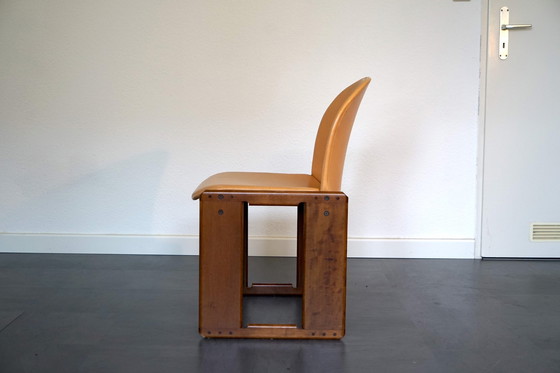 Image 1 of  Side chair in cognac-colored leather by Tobia Scarpa for B&B Italia, 1970s