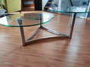 Vintage nostalgic coffee table three glass tops with heavy chrome base
