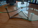 Vintage nostalgic coffee table three glass tops with heavy chrome base
