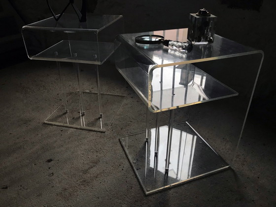 Image 1 of Vintage Night Tables - Side Tables - Transparent Acrylic - Space Age - 1970