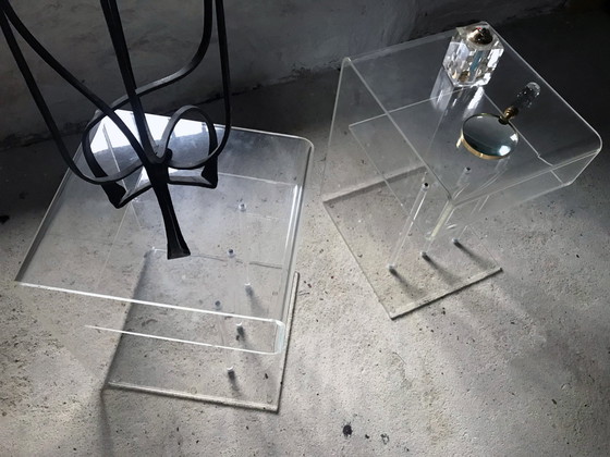 Image 1 of Vintage Night Tables - Side Tables - Transparent Acrylic - Space Age - 1970