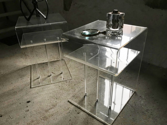 Image 1 of Vintage Night Tables - Side Tables - Transparent Acrylic - Space Age - 1970
