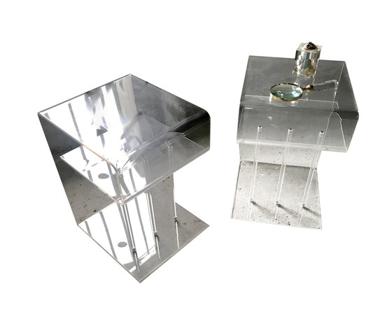 Image 1 of Vintage Night Tables - Side Tables - Transparent Acrylic - Space Age - 1970