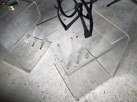 Image 1 of Vintage Night Tables - Side Tables - Transparent Acrylic - Space Age - 1970