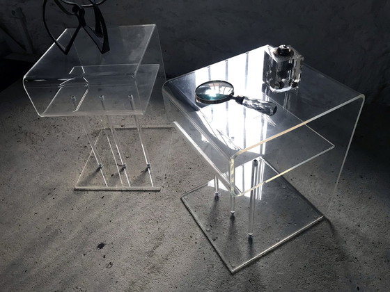 Image 1 of Vintage Night Tables - Side Tables - Transparent Acrylic - Space Age - 1970