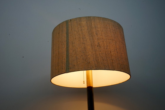 Image 1 of Lampada da terra vintage tedesca in oro con grande paralume e dettagli dorati, anni '70 