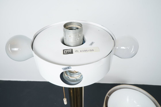 Image 1 of Lampada da terra vintage tedesca in oro con grande paralume e dettagli dorati, anni '70 