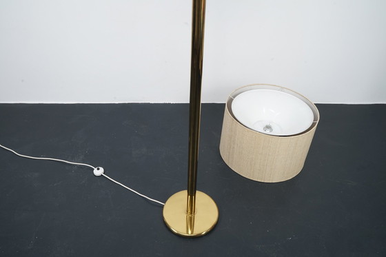 Image 1 of Lampada da terra vintage tedesca in oro con grande paralume e dettagli dorati, anni '70 