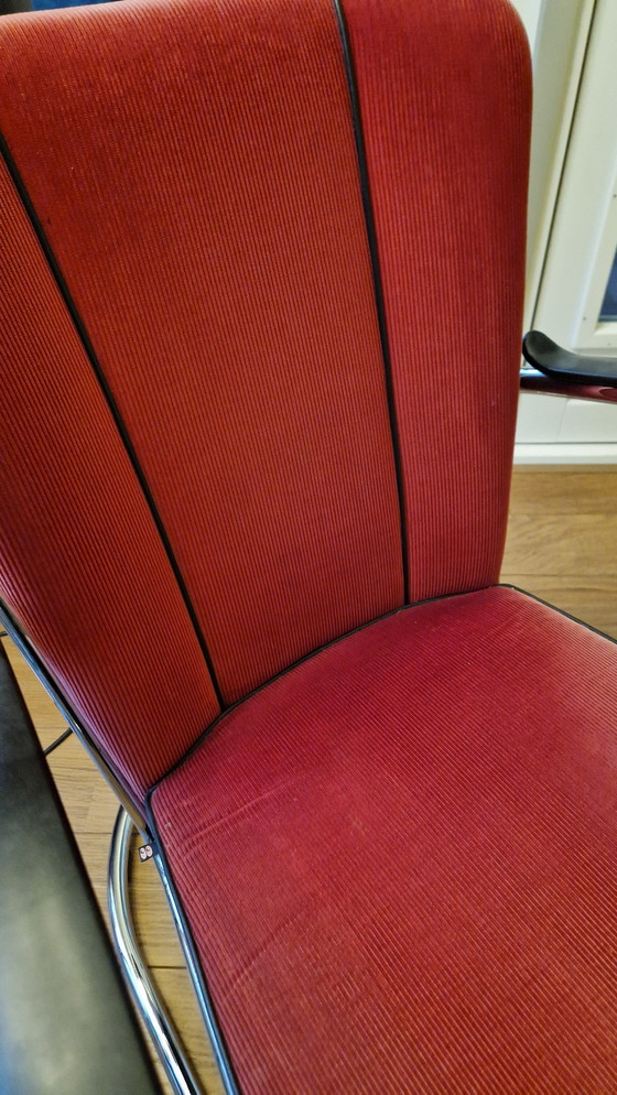 Image 1 of 2x Gispen Red Armchair Model 412