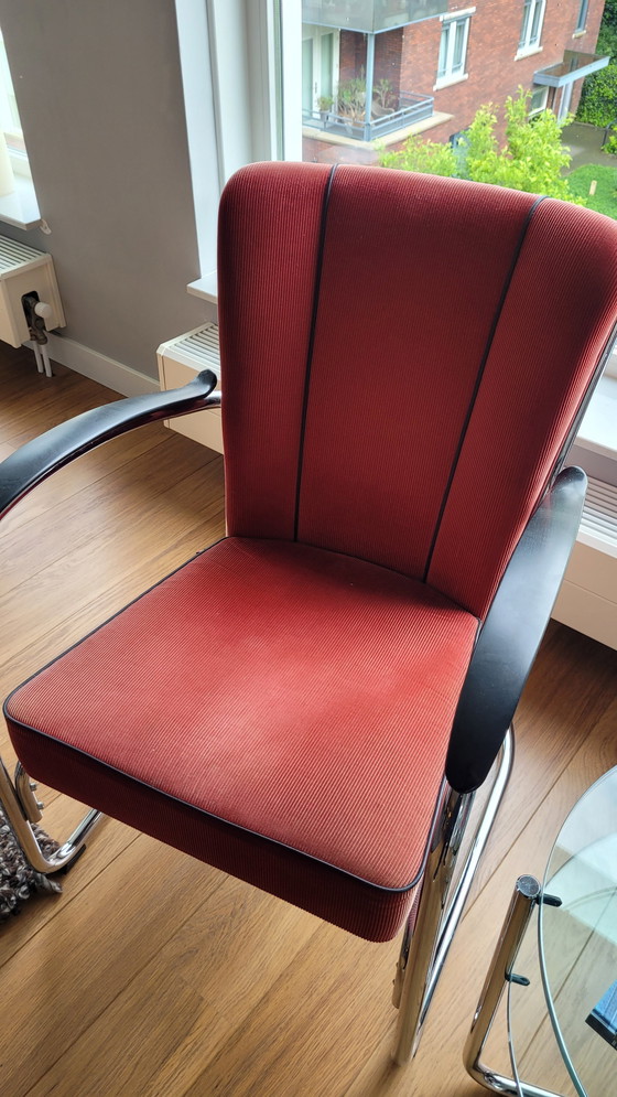 Image 1 of 2x Gispen Red Armchair Model 412