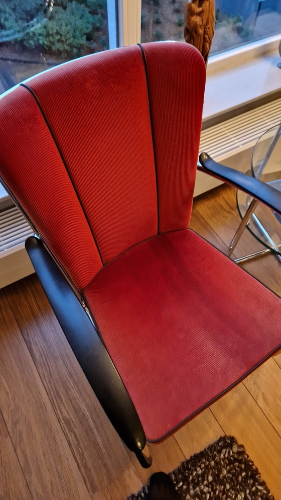 Image 1 of 2x Gispen Red Armchair Model 412