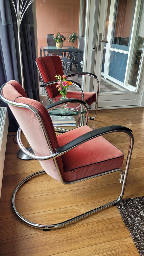 Image 1 of 2x Gispen Red Armchair Model 412