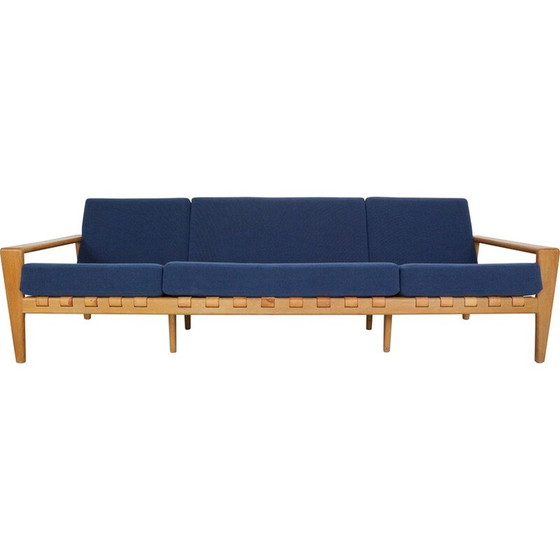 Image 1 of Vintage "Bodö" 3-seater sofa in oak and leather by Svante Skogh for Säffle Möbler, 1950