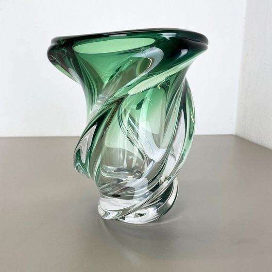 Image 1 of Vintage crystal and glass "Wave" vase by Val Saint Lambert, Belgium 1960s