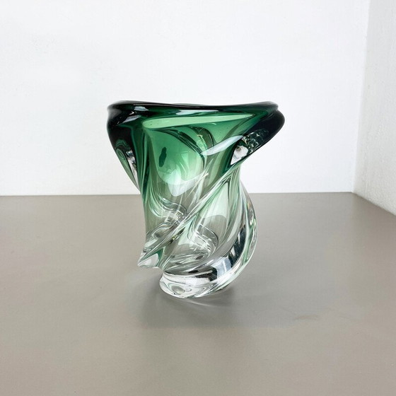 Image 1 of Vintage crystal and glass "Wave" vase by Val Saint Lambert, Belgium 1960s