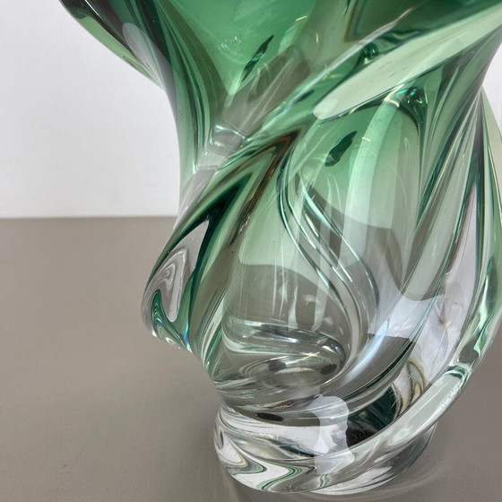 Image 1 of Vintage crystal and glass "Wave" vase by Val Saint Lambert, Belgium 1960s