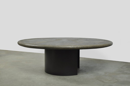 Paul Kingma / Brutalist Round Natural Stone Coffee Table / Netherlands 1991