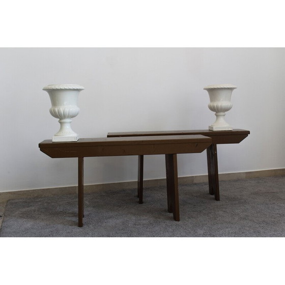 Image 1 of Pair of vintage white lacquered ceramic vases by Capuani Este, Italy 1900