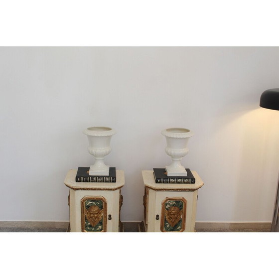 Image 1 of Pair of vintage white lacquered ceramic vases by Capuani Este, Italy 1900