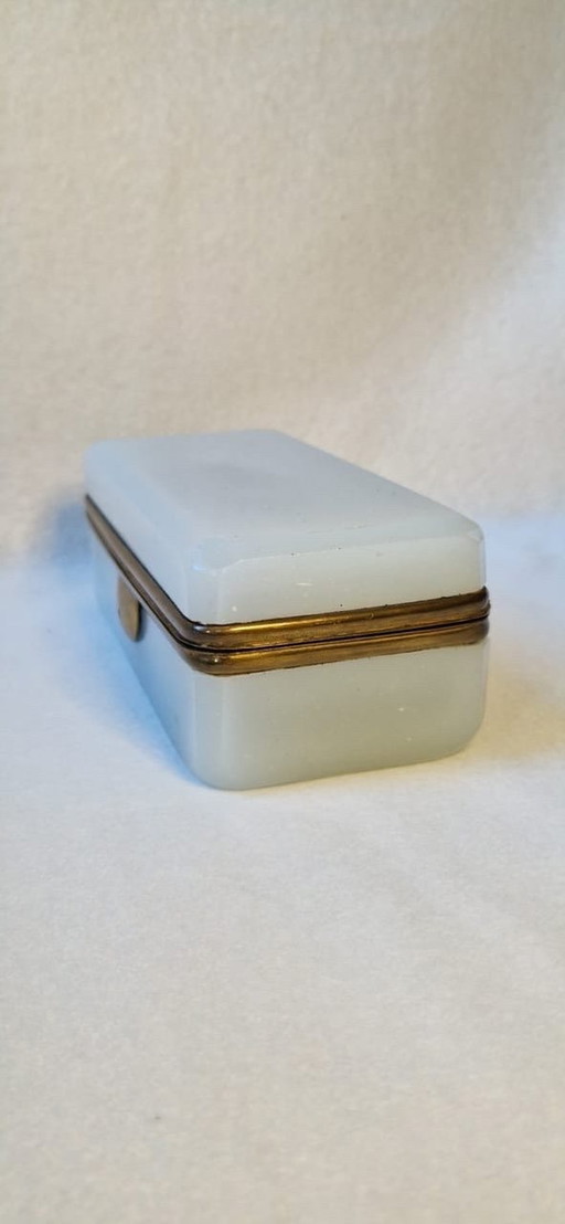  Antique French White Opaline Glass Case