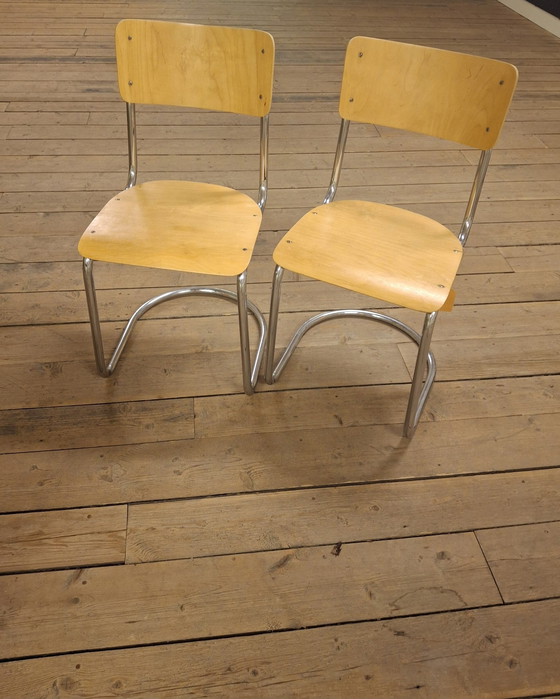 Image 1 of Tube Frame Set Two Chairs With Table