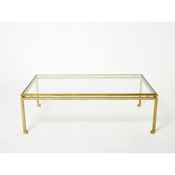 Image 1 of Vintage wrought iron and glass coffee table by Maison Ramsay, 1950