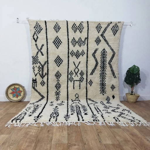 Handmade Beni Ouarain Wool Carpet - Handgefertigter Beni Ouarain Wollteppich