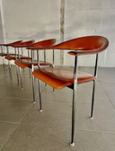 4X Vintage Fasem Leather P40 Chairs By Vegni & Gualtierotti