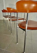 4X Vintage Fasem Leather P40 Chairs By Vegni & Gualtierotti