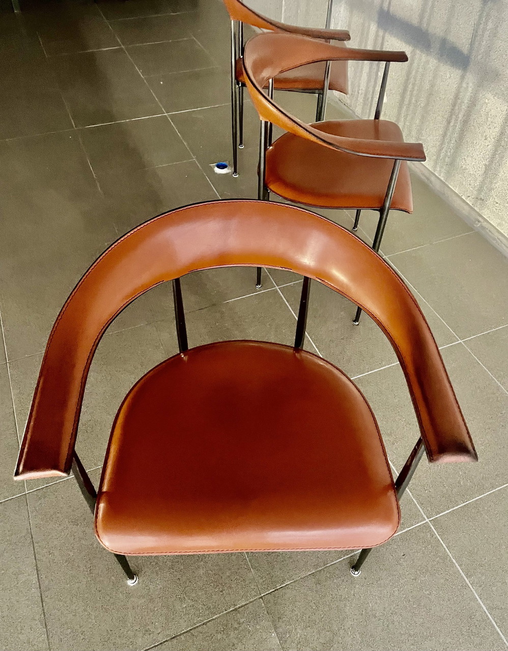 4X Vintage Fasem Leather P40 Chairs By Vegni & Gualtierotti | €900