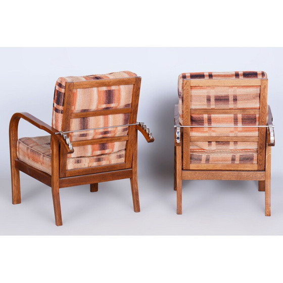 Image 1 of Pair of vintage oak reclining chairs by J. Halabala for UP Závody, Czechoslovakia, 1930