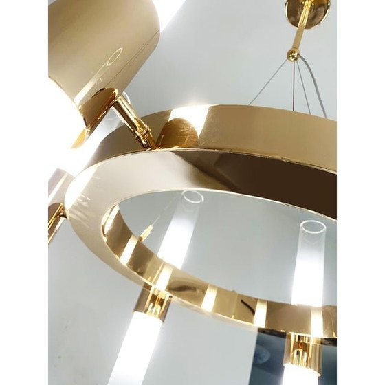 Image 1 of Contemporary Gold Ring Chandelier With Gradient White Glass By Simoeng