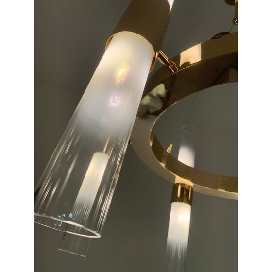 Image 1 of Contemporary Gold Ring Chandelier With Gradient White Glass By Simoeng