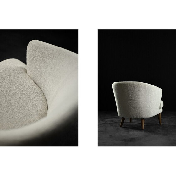 Image 1 of Poltrona bassa vintage in rovere e tessuto, 1960