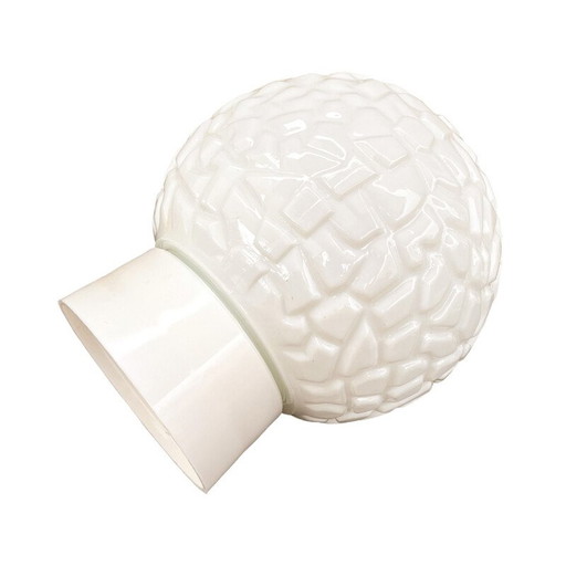 Vintage white glass wall lamp for Elektrosvit Nové Zámky, Czechoslovakia 1960