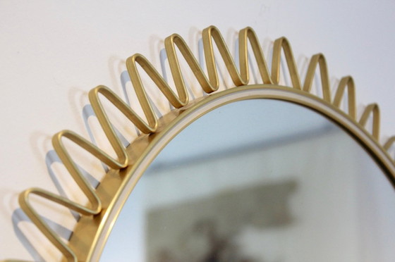 Image 1 of Mid-Century Framed Sunburst Mirror