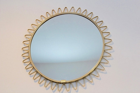 Image 1 of Mid-Century Framed Sunburst Mirror