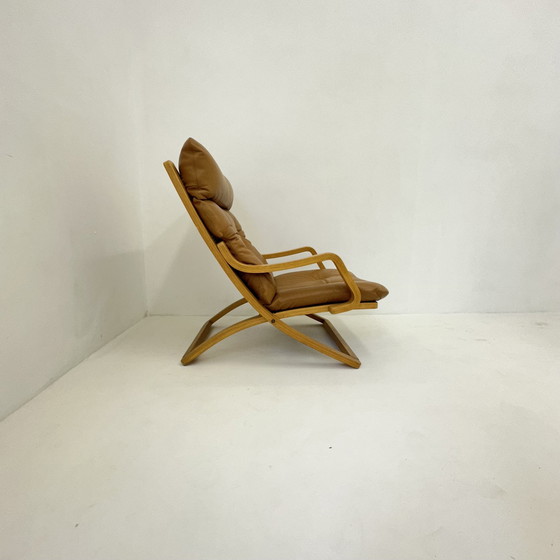 Image 1 of Poltrona vintage in pelle color cognac con cinghie, anni '70