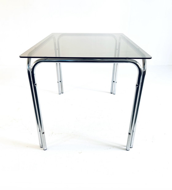 Image 1 of Dining room set chrome & smoked glass