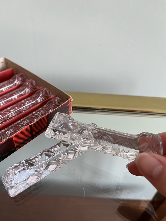 Image 1 of Set de 6x porte-couteaux vintage en verre