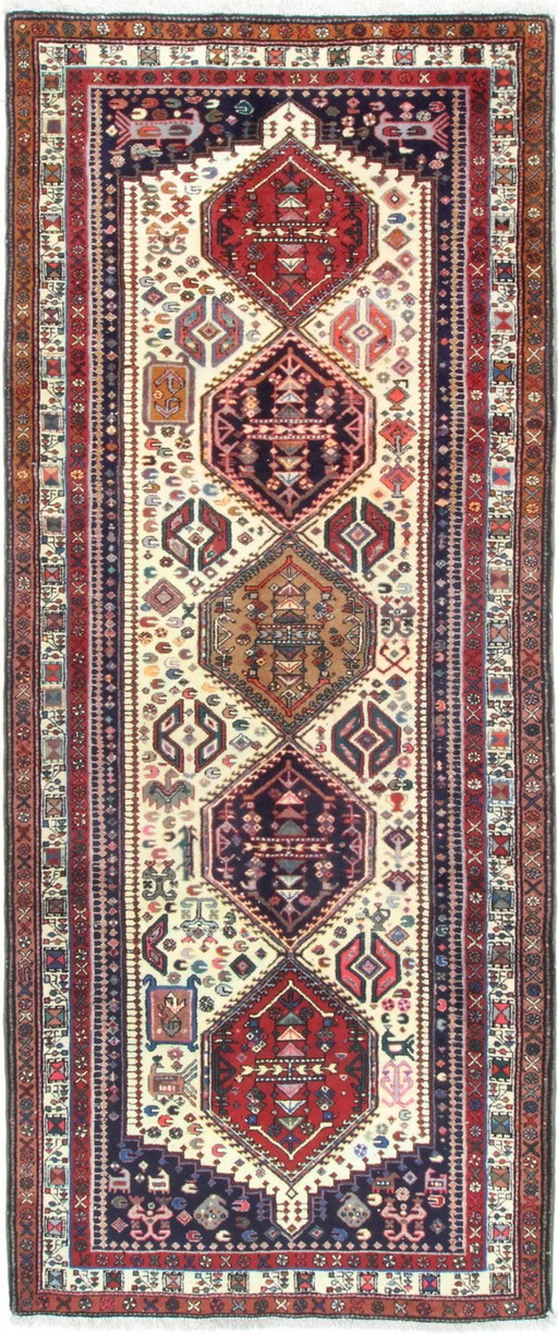 Original Hand-Knotted Persian Carpet Ardebil Old 302 X 127 Cm