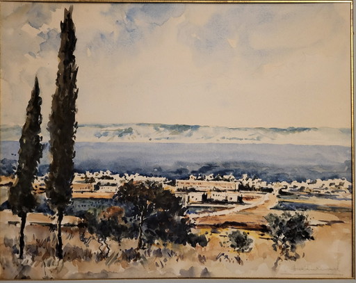 René Andreau 1870/1945 Paysage Aux Cyprès .