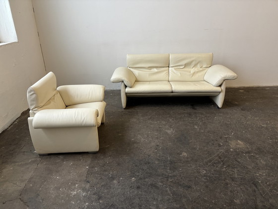 Image 1 of De Sede Ds-10 Leather Sofa With Armchair Leather Beige