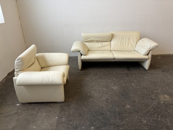 Image 1 of De Sede Ds-10 Leather Sofa With Armchair Leather Beige