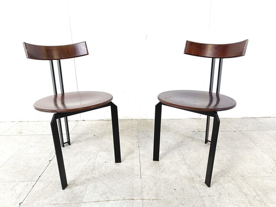 Image 1 of 2x Harvink Martin Haksteen 1980s Post modern Zeta dining chairs