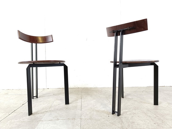 Image 1 of 2x Harvink Martin Haksteen 1980s Post modern Zeta dining chairs