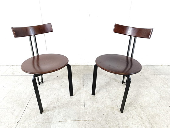 Image 1 of 2x Harvink Martin Haksteen 1980s Post modern Zeta dining chairs