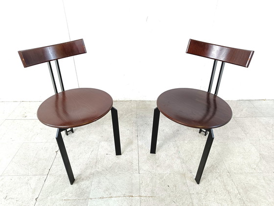 Image 1 of 2x Harvink Martin Haksteen 1980s Post modern Zeta dining chairs